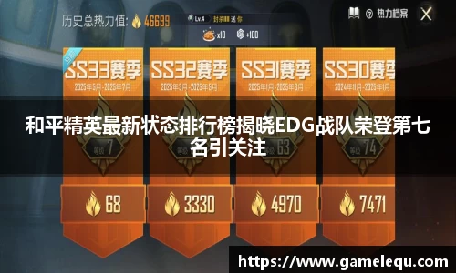 和平精英最新状态排行榜揭晓EDG战队荣登第七名引关注